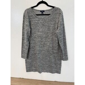 Gap Long Sleeve Knee Length Stretch Knit Dress Heather Grey Size Large